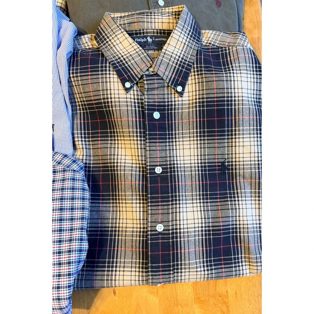 Lot of 7 Polo Ralph Lauren Mens Button Down Shirts L XL Blake Classic Fit Cotton